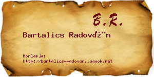 Bartalics Radován névjegykártya